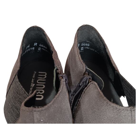 Munro Suede Open Toe Heels Sandals Comfort Shoes 9.5 Gray Zip Block Heel Travel - Picture 7 of 10